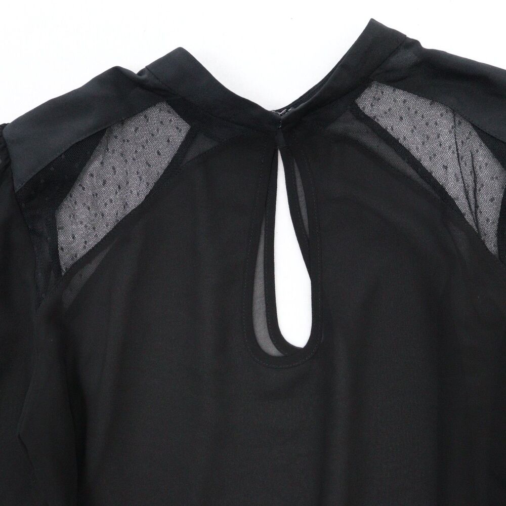Vintage Y2K 2000s BCBGeneration Black Goth Sheer Lace Long Sleeve Blouse Medium - Picture 5 of 9